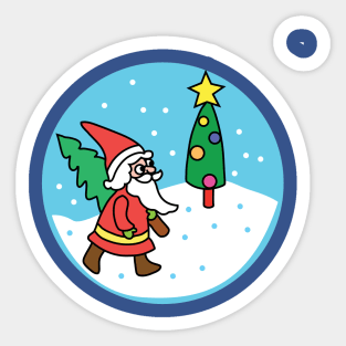 santa claus with christmas tree Sticker